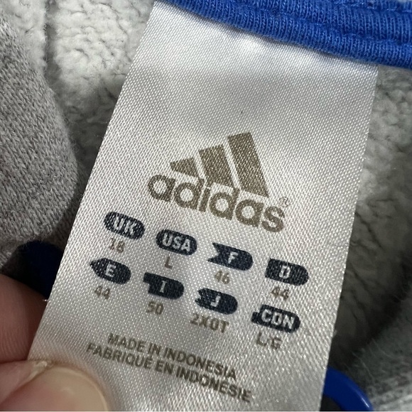 Adidas Gray & Blue Bubble logo Zip Front hooded sweatshirt jacket youth large - Picture 3 of 9